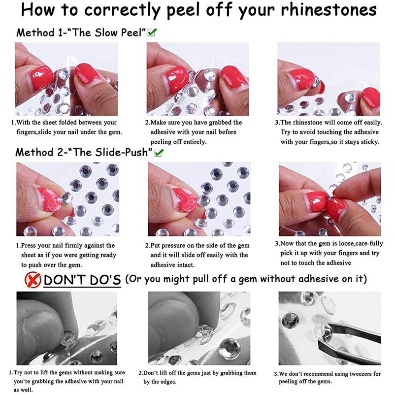 20 ark= 3440 stk krystal rhinsten klistermærker gør-det-selv udsmykning smykker farverige perle diamant til ansigt negle håndværk kort indretning