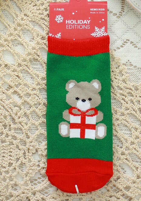 Noël bébé enfants unisexe chaussettes rouge bleu coton hiver noël bas chaussettes enfants noël chaussettes: green / 1 to 2Y