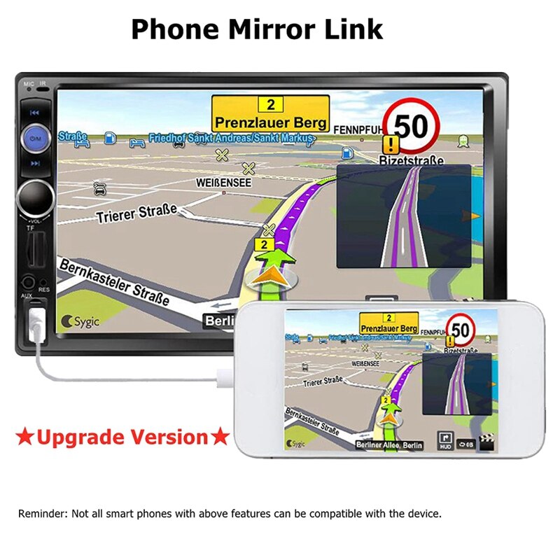 -7 Inch Touch TFT Digital Screen Car Multimedia MP5 Player Support SD/USB/AUX,Car Audio With FM Radio