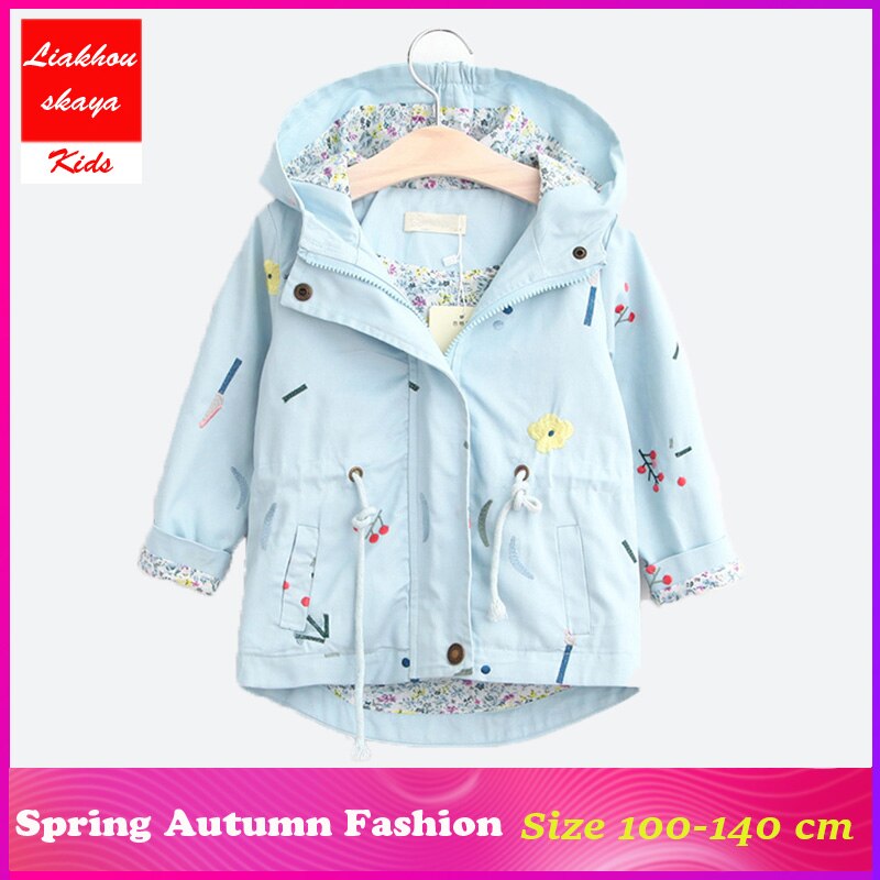 Liakhouskaya meisjes trenchcoats, dubbelrijs jassen voor meisjes, kleding voor de lente, kinderwindjacks en bovenkleding 4-12t: Hemelsblauw / 9