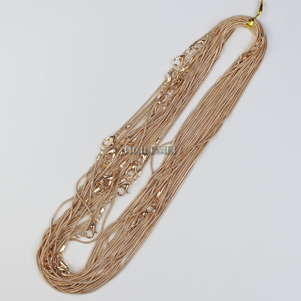 10 unids/lote KC oro Color 1,2mm cadena víbora Collar para mujeres 16 "18" 20 "24" joyería collar cadenas
