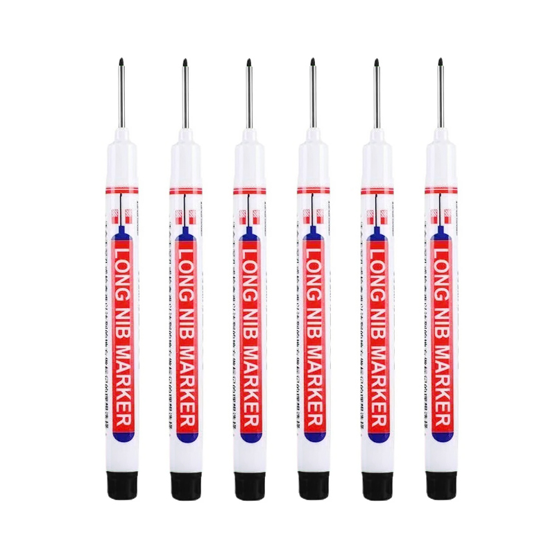6pcs 20MM Red/Black/Blue/White/Green Ink Long Head Markers Bathroom Woodworking Decoration Multi-purpose Deep Hole Marker Pens: black