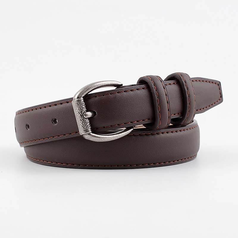 ¡Novedad de ! Cinturón Vintage Steampunk en negro, blanco y marrón para mujer, cinturón de cuero largo ancho para mujer, Vaqueros: Marrón oscuro