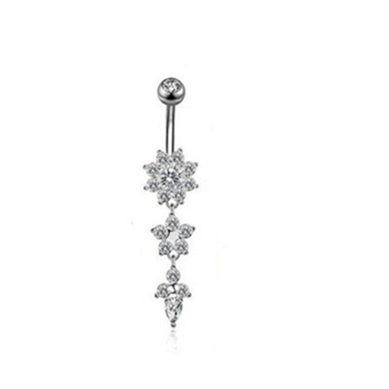 Sexy nombril Piercing nombril ongles corps bijoux pour femmes filles fleur pendentif cristal nombril anneaux