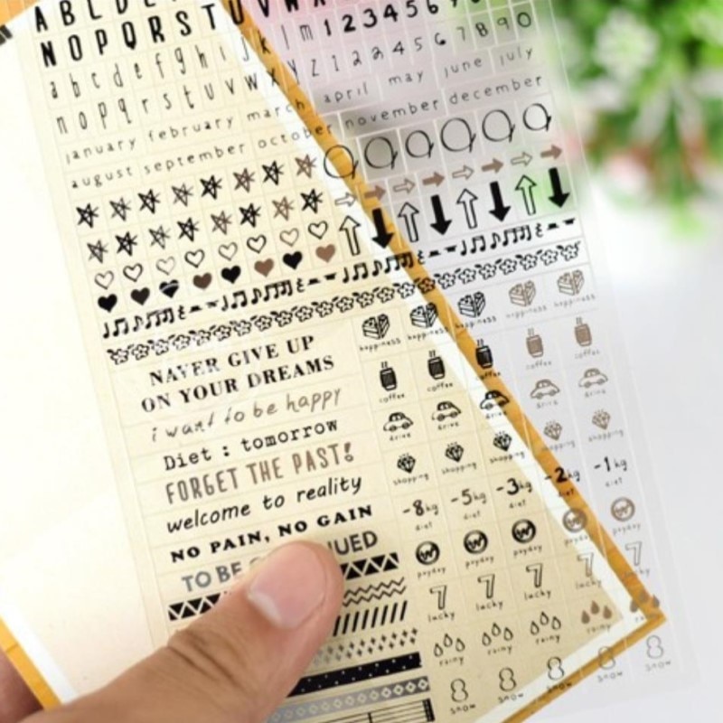 Sonia clear PET words letter stickers scrapbooking adhesive alphabet paster masking planner sticker dairy decoration