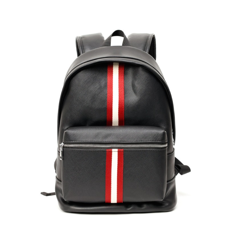 Casual Rugzak Heren Mode Gestreepte Reisrugzakken Grote capaciteit Laptoptas Zacht PU Lederen Rugzak Student Schooltassen: Default Title