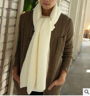 Mandlig vintervarmer sort marineblå gråfarvet akrylstrikkede tørklæder til herrer: Hvid