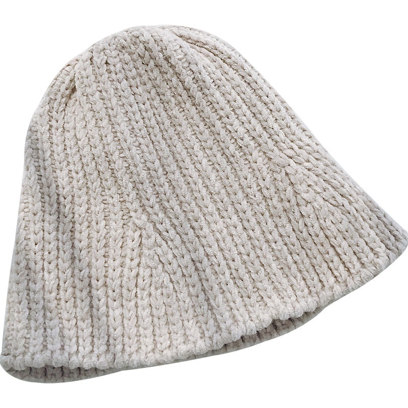 Chenille vissershoed herfst- en wintermuts koreaanse chic opvouwbare gebreide elastische emmerhoed hiphop