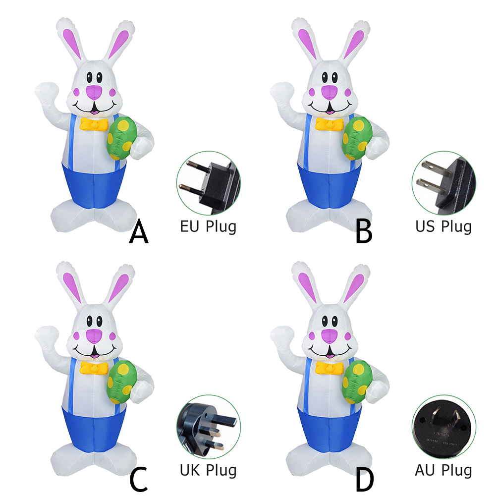 Inflatable Easter Swing Rabbit Toys with Build-in LED Luminous Bunny Decor 2022 for Home Outdoor Party Prop US/UK/AU/US Plug