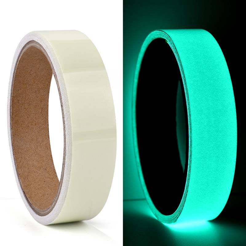 Cinta adhesiva autoadhesiva fluorescente luminosa que brilla en la oscuridad, cinta adhesiva de advertencia para decoración del hogar y seguridad: Oro / 20 mm