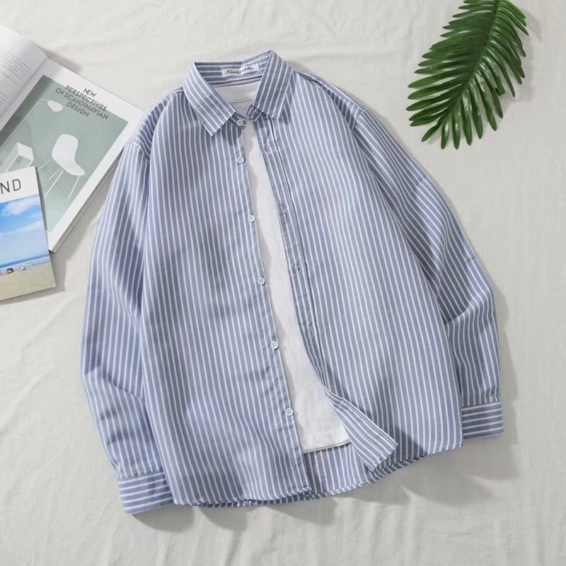 Casual Stripes Shirts Men Long Sleeve Plus Size Fashions Clothes Korean Style Clothing Mens Shirt All Match Streetwear Button