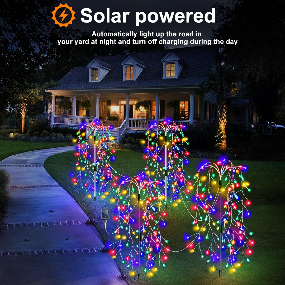 420/680 LED luces de cadena de petardo impermeables al aire libre con energía Solar con 8 modos luces solares de jardín para camino patio Landsca