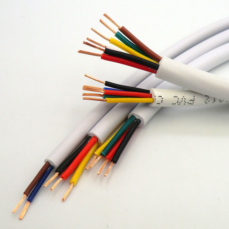 Hvid ledning blød kappe kabel 2,3,4,5,6 kerne 0.12,0.2, 0.3 mm² 27,24,22,20 awg signal linje ekstrudering producere iltfrit kobber 10m