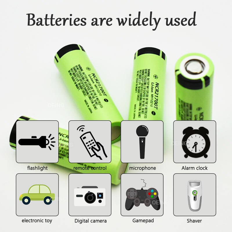 21700 NCR21700T Rechargeable Lithium 4800mAh 3.7V Power Battery High Discharge High Drain Li-ion Battery HD Cell +charger