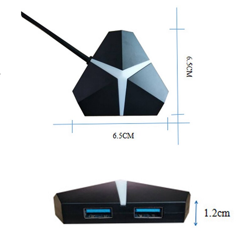 USB3.0 HUB 4-Port Splitter 3.0 Hub 3.0Hub Extender Color Light Usb Computer Splitter (Black)