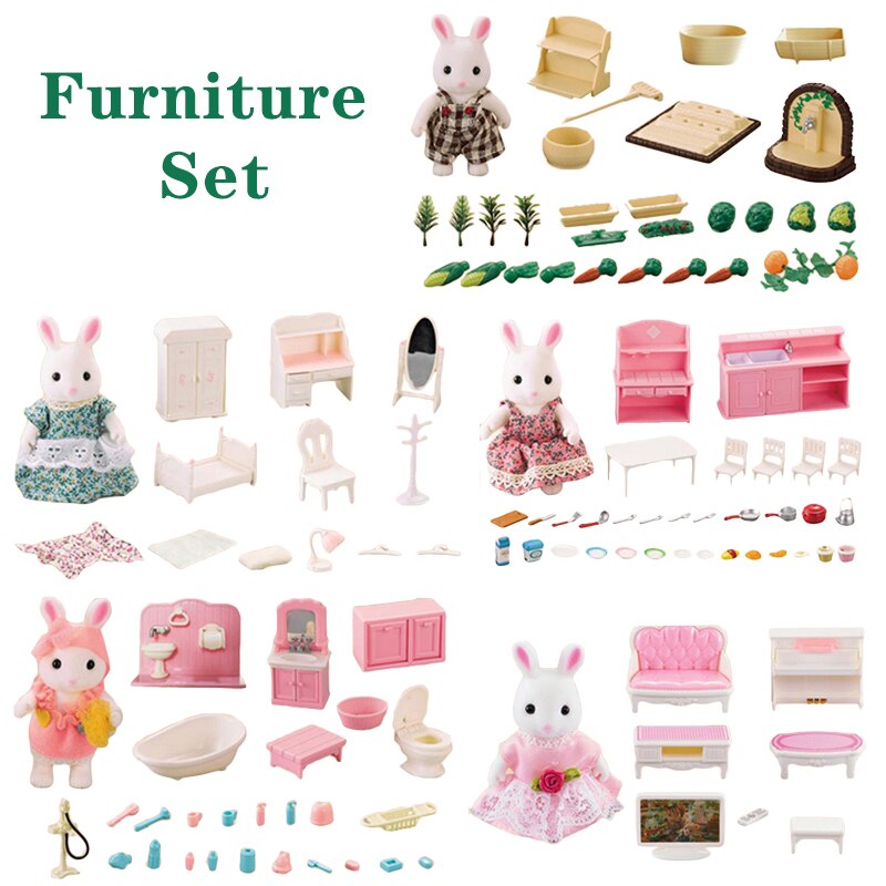 Girl Pretends To Play Simulation Child Forest Animal Family 1/12 Forest Family Furniture Set 1:12 Scale House Doll Furniture