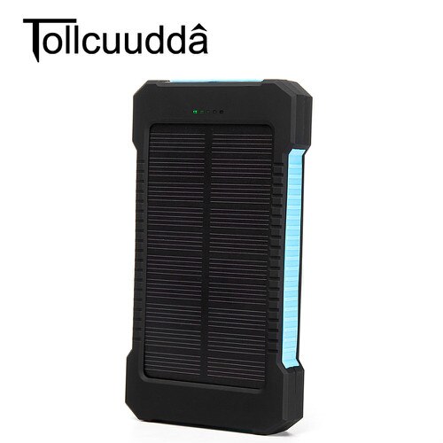 Wasserdicht 10000Mah Solar Power Bank Solar Ladegerät Dual USB Power Bank mit LED-Licht für iPhone 6 Plus Xiaomi handy: Blau