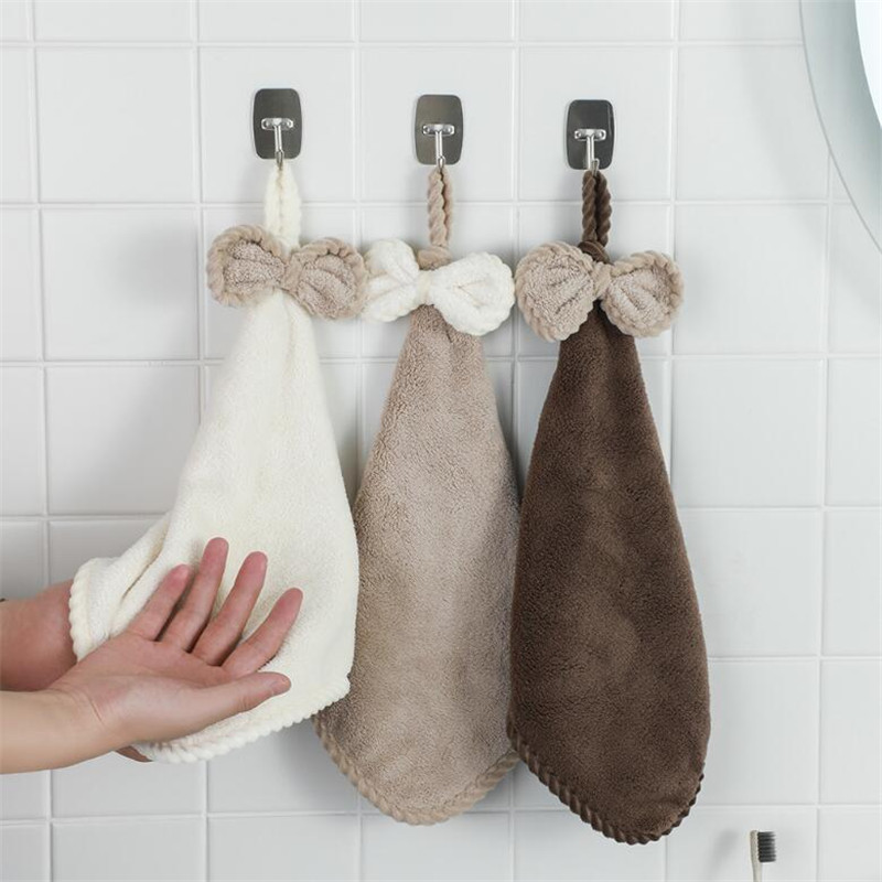 Bogen Hand Handtuch Mikrofaser Stoff Schnell-Trocken Wasser Absorption Trockenen Hängen Waschen Hand Handtuch freundlicher Tägliche Verwendung Küche Wc handtücher