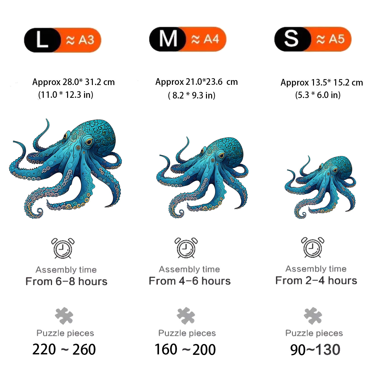 Octopus Pattern Wooden Puzzle, Irregular Animal Shapes, Stress Relief Toys, Birthday