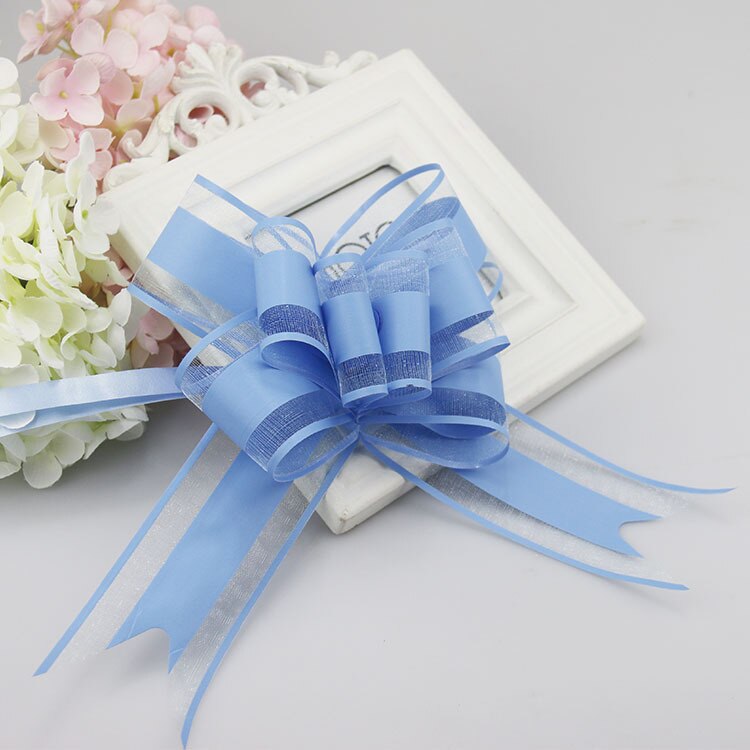 Plain Snow Yarn Garland Streamers Ribbon Flowers Packaging Bundled Wedding Car Door Hand Streamers Wedding Decoration: sky blue 10pieces