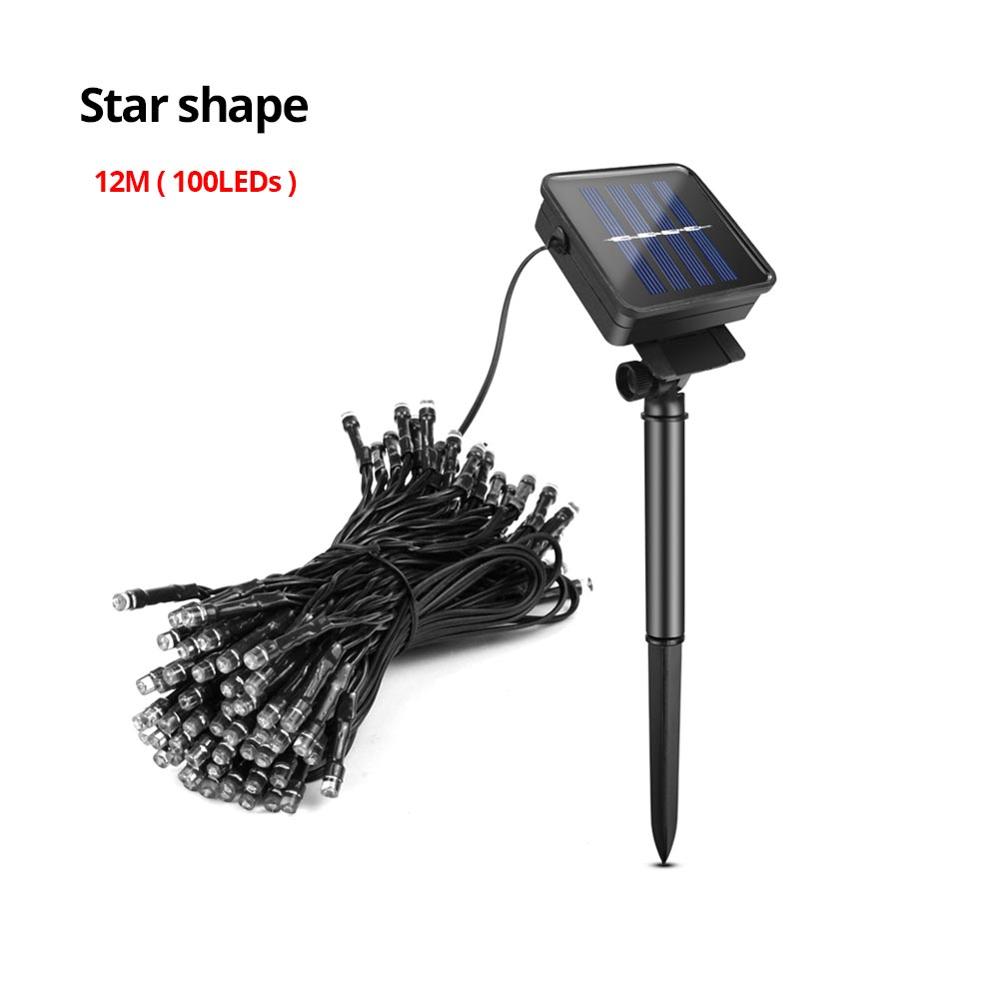 Fée lumières solaires lampes de pelouse étanche en plein air chaîne solaire lumières boule de cristal arbre de noël décoration de jardin pour les: 12M Star String / Warm White