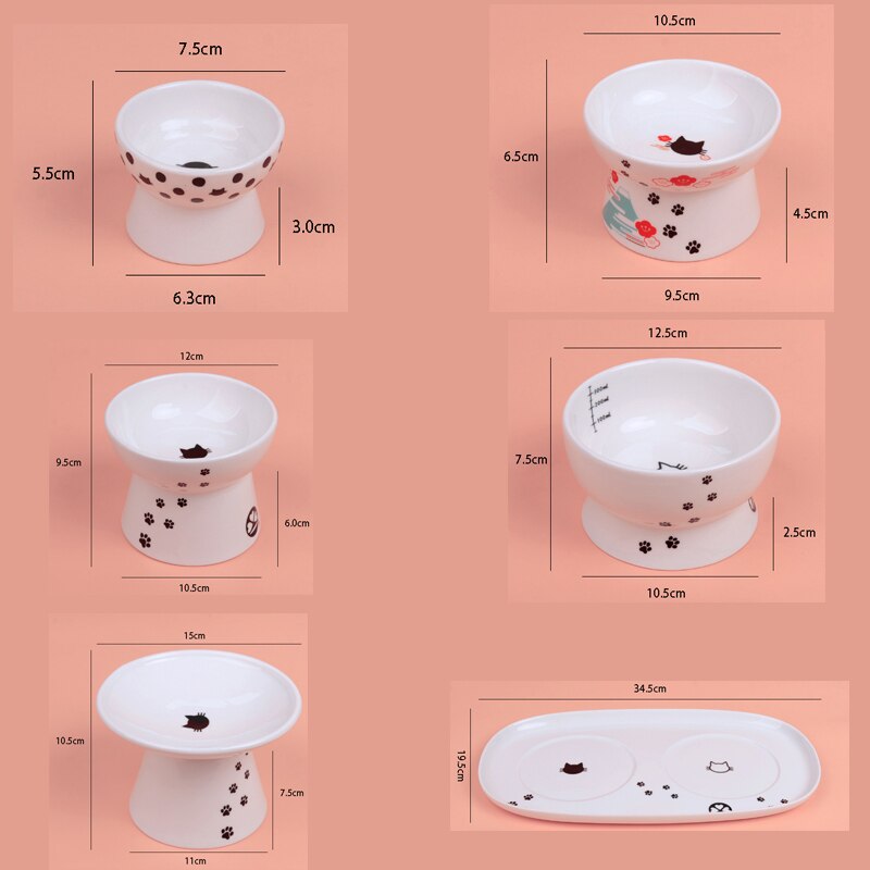1PC bol pour animaux de compagnie mignon dessin animé mangeoire pour animal domestique haut-pied bouche unique antidérapant en céramique chien chat nourriture bols animaux de compagnie boire alimentation conteneur
