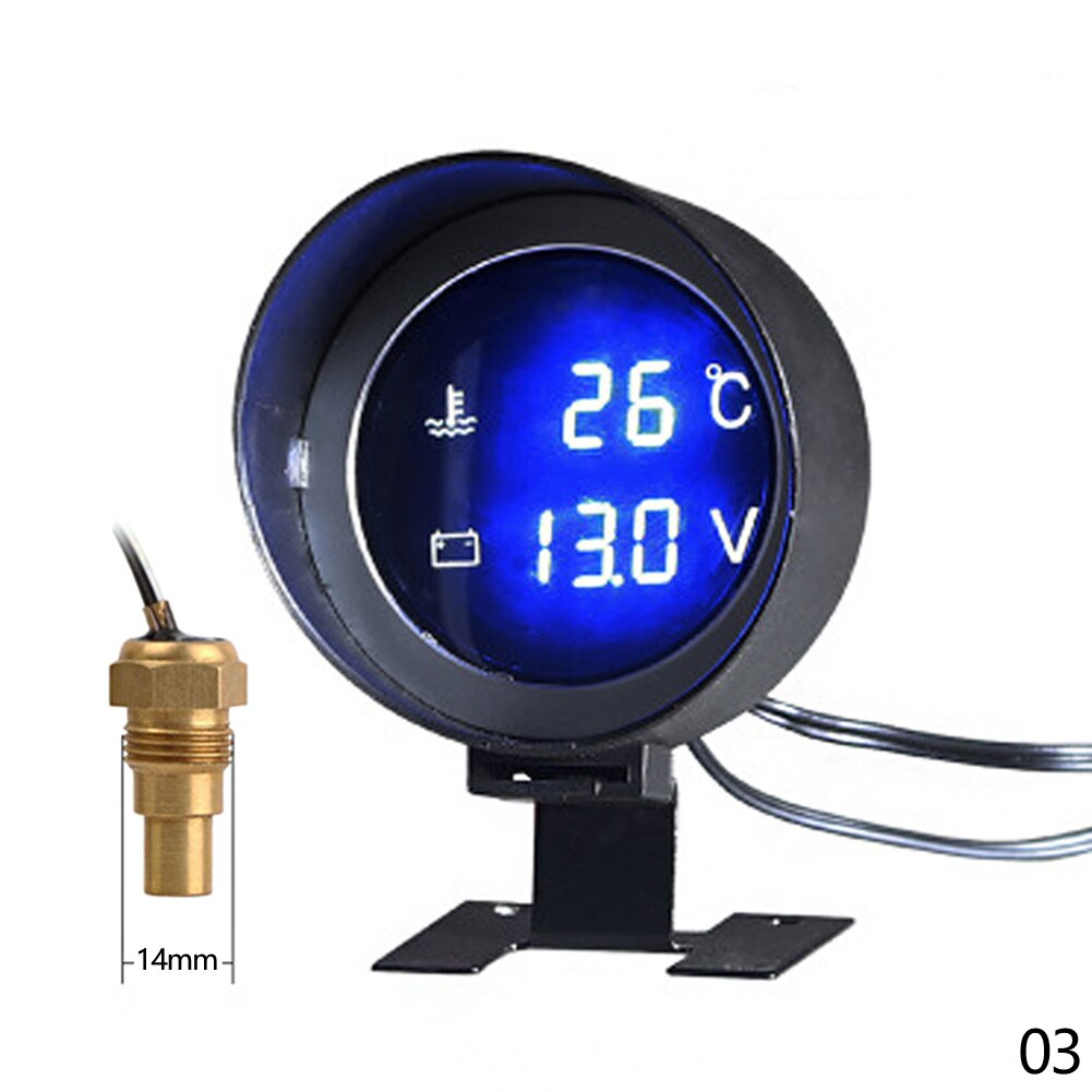 12/24V Auto Led Digitale Voltmeter Water Temperatuurmeter Meter &amp; 10/12/14/16/17/21Mm Sensor Universele Voertuigen Digitale Gauge: 14mm