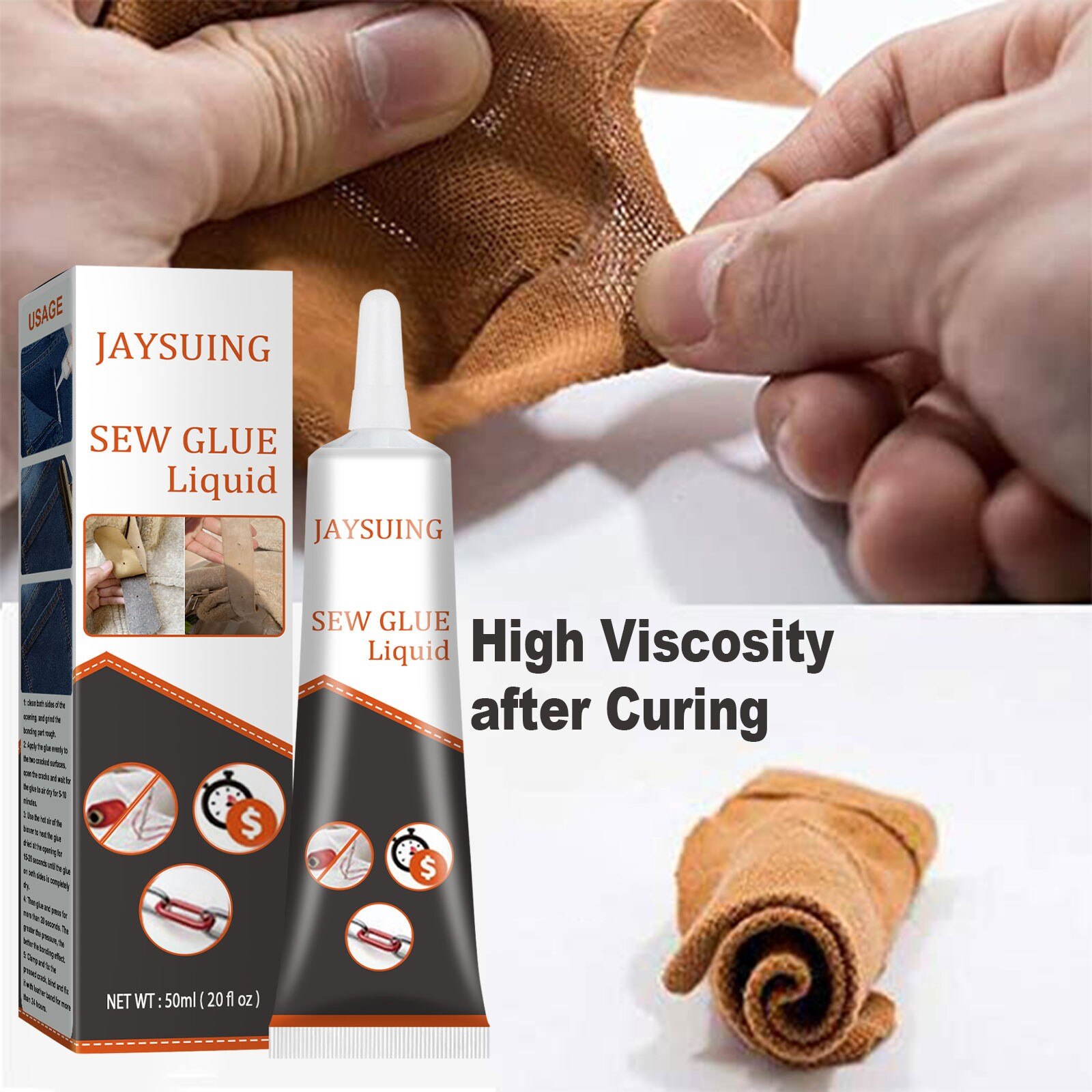 Fabric Repair Adhesive Fabric Seam Repair Printing Pants Hole Repair Fabric Adhesive Super Glue Repair Cloth Leather 50ml