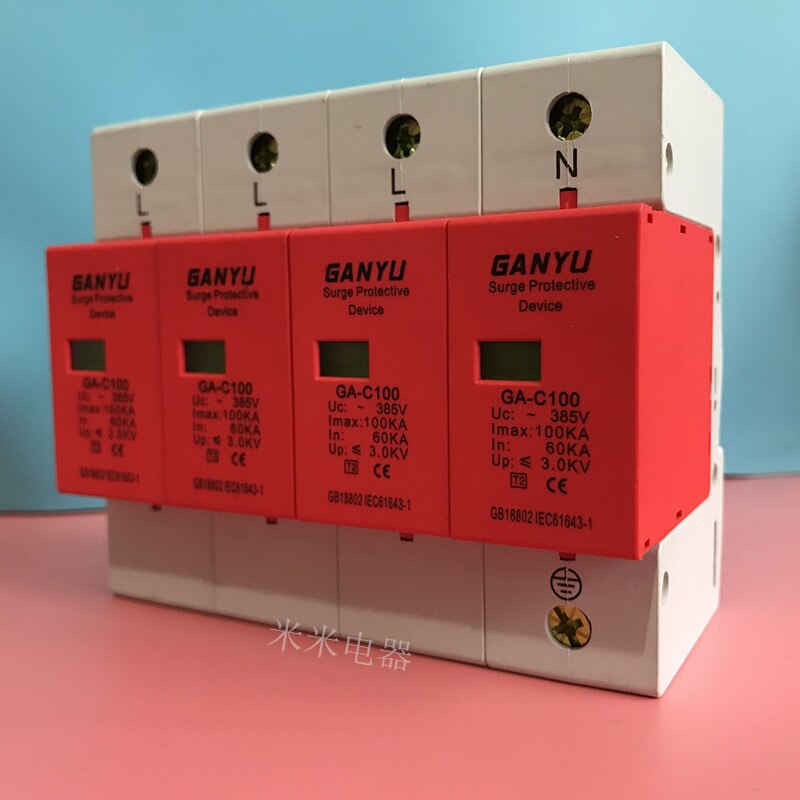 Three-phase Power Surge Protector Surge Protector 4P 380V Lightning Arrester 60-100KA Surge Protector