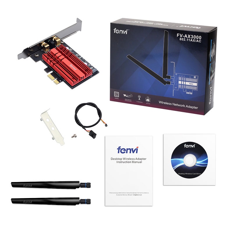 Fenvi  ax3000 2400 mbps dual-band draadloze desktop pcie voor  ax200 kaarten 802.11ax 2.4g / 5 ghz bluetooth 5.0 pci express