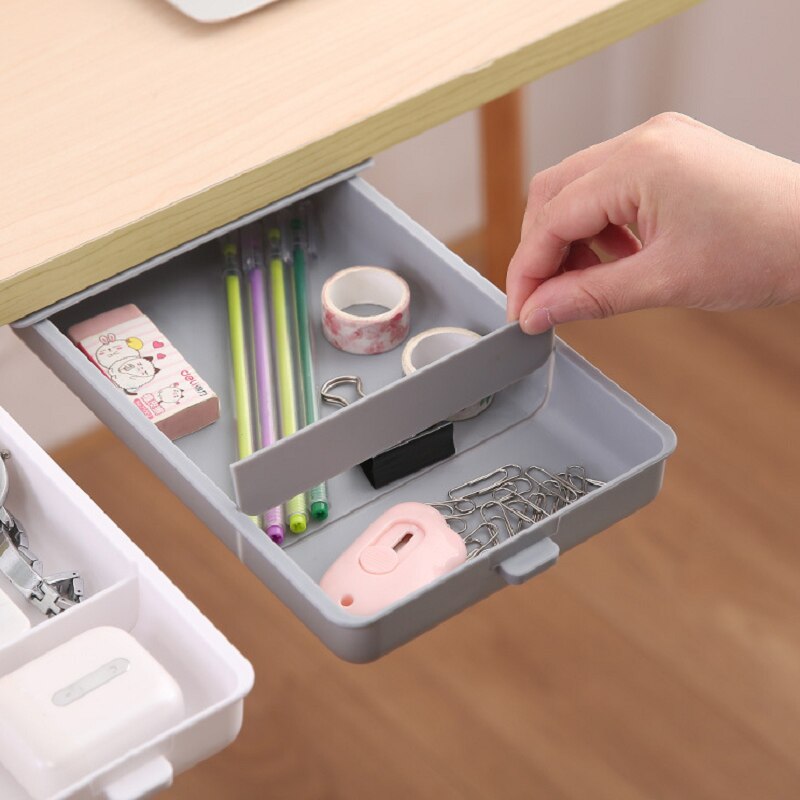 Desk Drawer Self Stick Desk Table Storage Hidden Drawer For Small Accessories Holder Storage Tray Organizer Stationery Storage