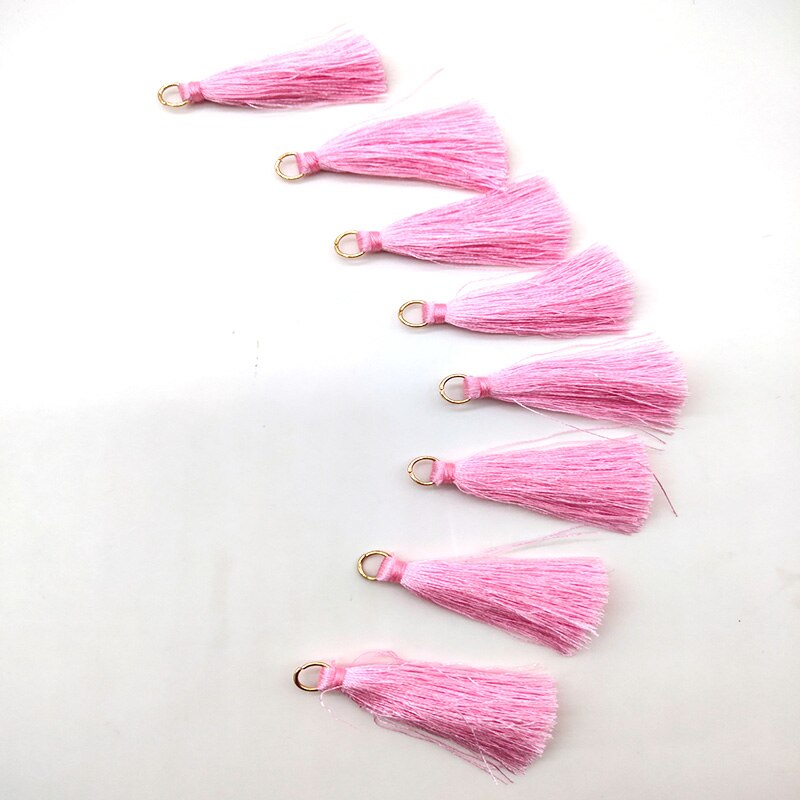 10 Pcs Silky Handmade Soft Craft Mini Tassels with Loops for Jewelry Making, DIY Projects, Bookmarks Accessories: Pink