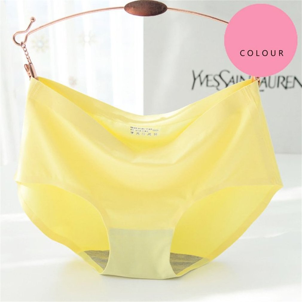 1 pcs Sexy Panties Mid Waist Solid Underwear Briefs Women Briefs Underpants Seamless Briefs Ice Silk Women Candy Color Panties