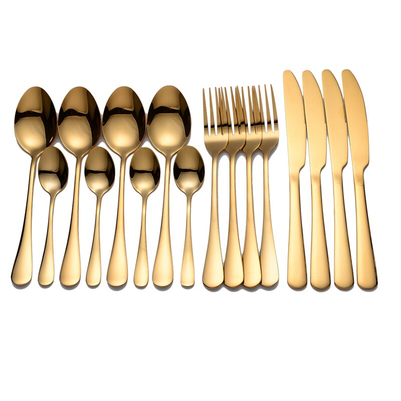 Tablewellware Golden Bestek Vork Lepel Mes Set Gouden Servies Rvs Bestek Golden Vork Lepel Servies Set