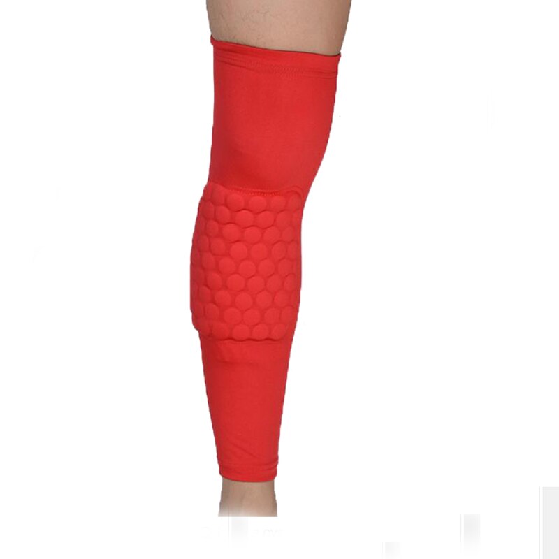 1Pc Honeycomb Sport Safety Volleyball Basketball Kneepad Compression Socks Knee Wraps Brace Protection Knee Pads Calf Leg Sleeve: Red / XL