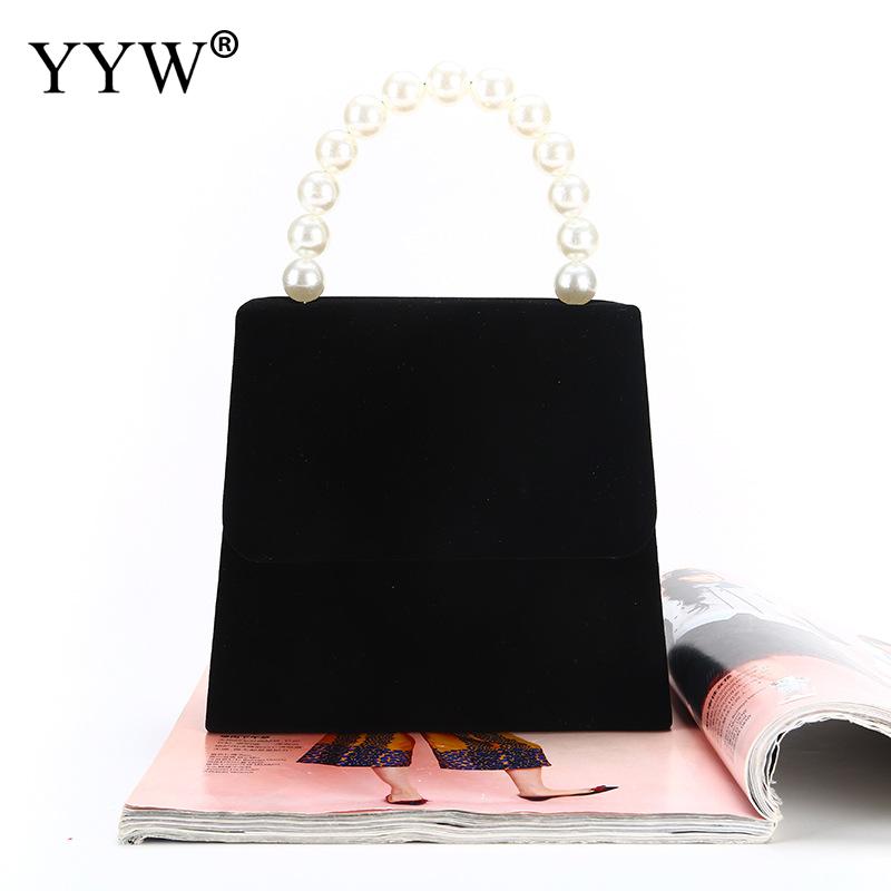 Petit sac à main rouge pour femmes, sac en plastique avec perles, sac à main de mariage, sac à bandoulière Vintage pour dames,: black