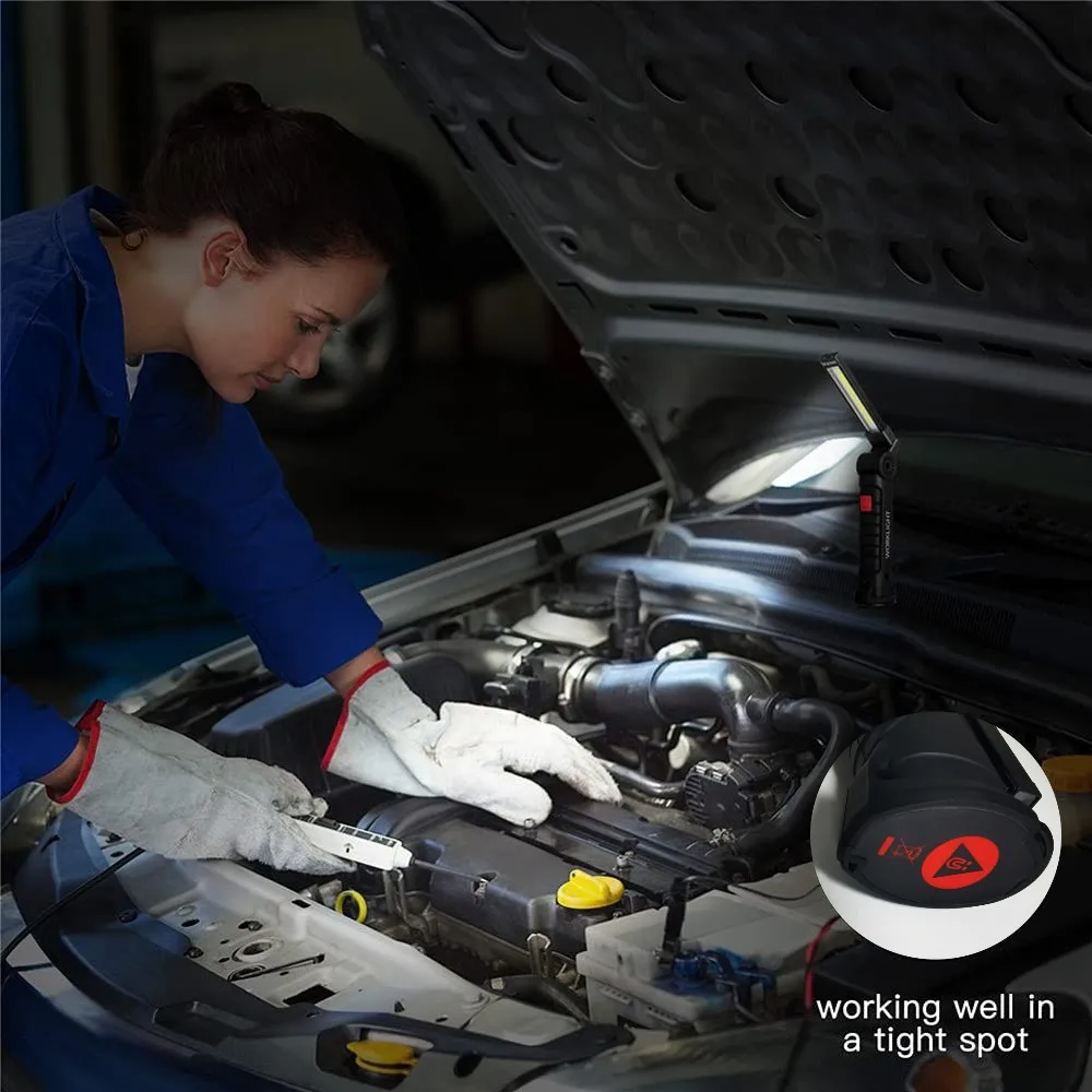 draagbare COB LED-zaklamp USB oplaadbare werklamp Magnetische Lanterna-hanglamp met ingebouwde batterij Campingzaklamp