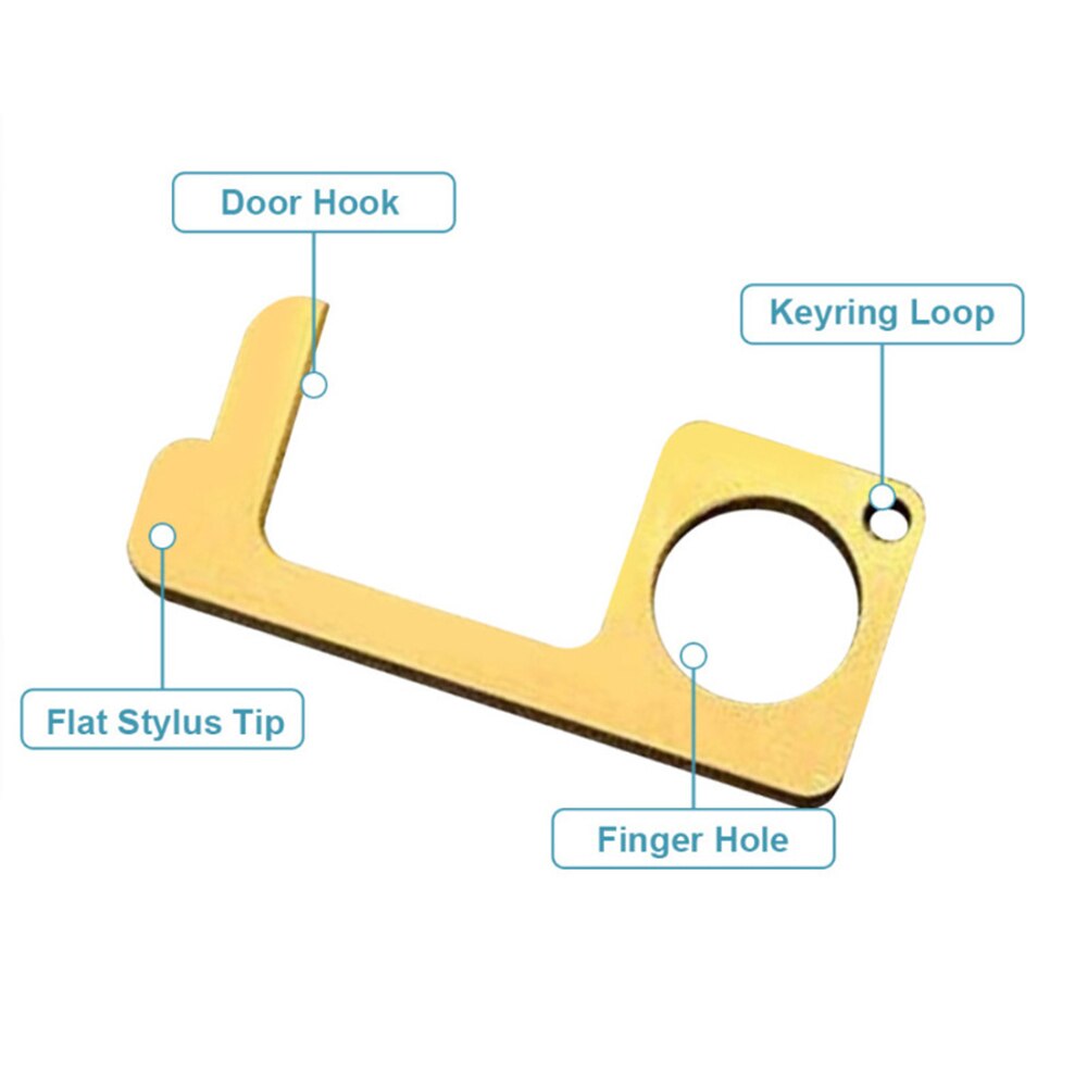 5 stk døråbner hygiejne hånd antimikrobiel legering edc døråbner dørhåndtag nøgle metal bærbar døråbner