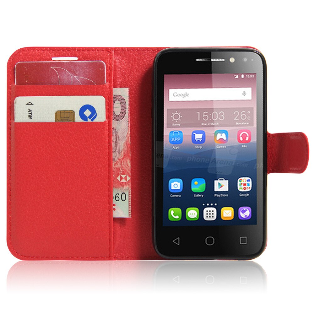 Leren hoesje voor alcatel one touch pixi 4 4.0 4034d portemonnee flip case ot -4034d voor alcatel 4034d telefoonhoesje tpu met kaarthouder