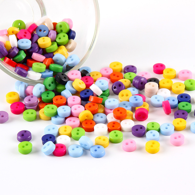 100 Uds. Mini botones de resina de 6mm, accesorios de costura coloridos para ropa infantil, álbum de recortes DIY con dos agujeros