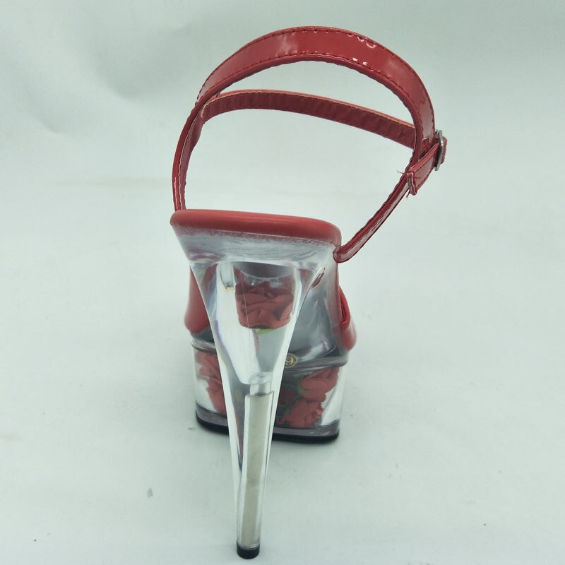 De 6- inch schoenen zijn 15cm hoge hakken en een hoog platform gladiator's geknoopte dansschoenen