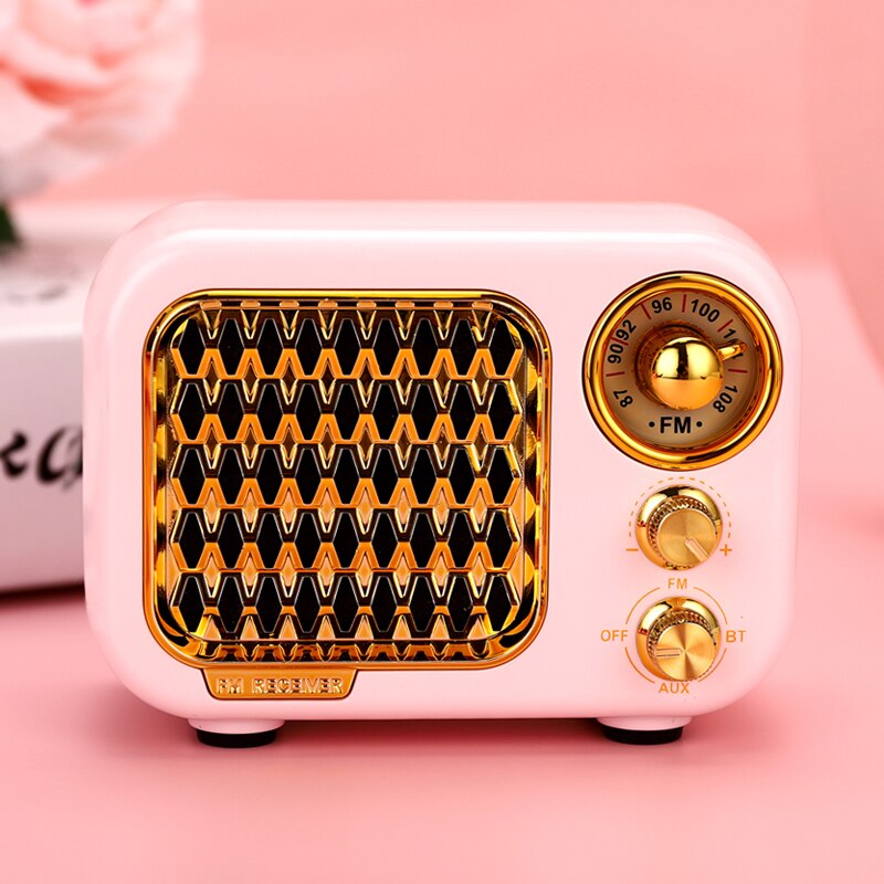 Retro Radio Digital Radio FM MP3 Digital Linternet Radio Portable FM Radio Mini Bluetooth Speaker Old Fashioned Classic Style: 928-pink