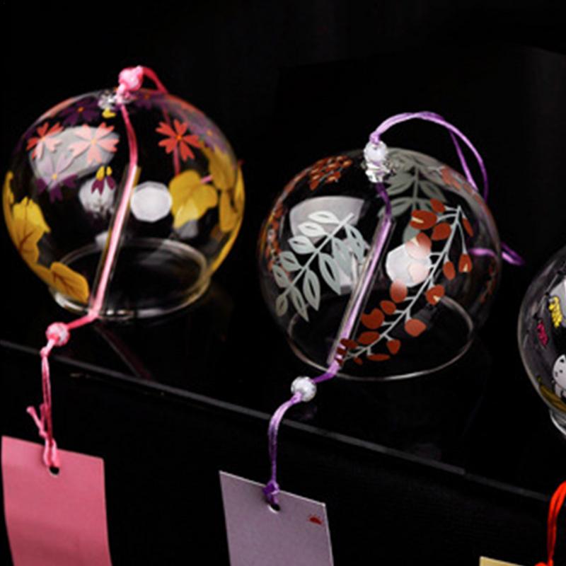 Japońnarty dzwonek wietrzny Japońskie dzwonki wietrzne Ręcznie robione szklane Furin Dekoracje domu spa Kuchnia Biuro Wystrój Sakura Wzór kwiatu wiśni