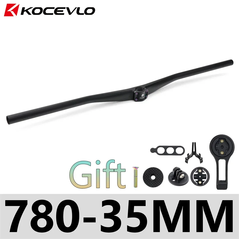 KOCEVLO Manillar integrado de bicicleta de cross AM de fibra de carbono, manillar XC para bicicleta de montaña MTB con soporte para computadora, mango de bicicleta de 800 mm: Rojo