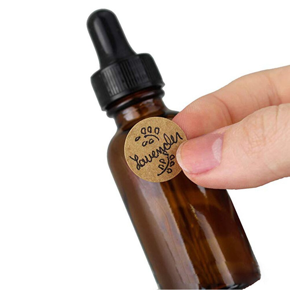 500Pcs Kraft Paper Labels Round Self-adhesive Stickers Baking Bag Labels