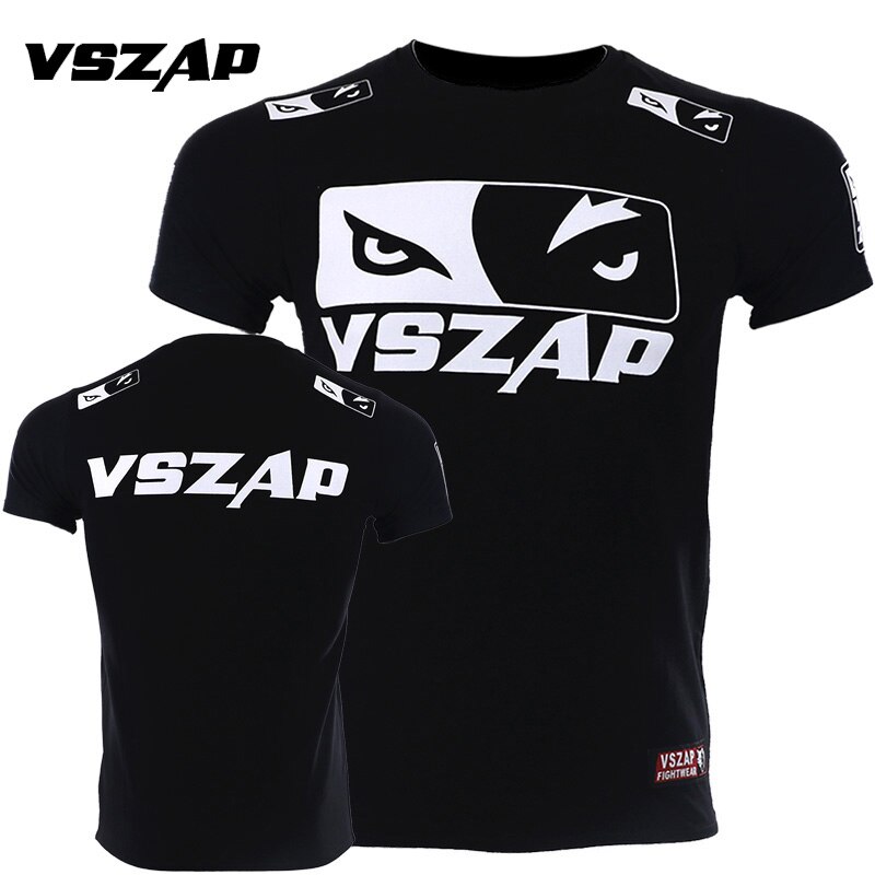 Vszap mma boxning sport t-shirt muay thai slåss fitness elasticitet skjorta tröjor boxning kläder muay thai shorts mma
