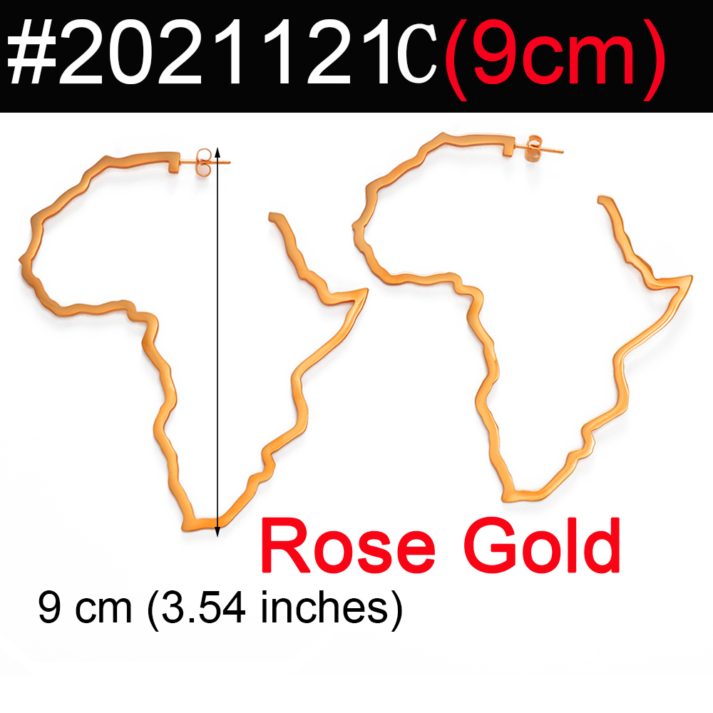 7CM/9CM Outline Africa Map Big Earrings Exaggerate Earring African Jewelry Traditional Ethnic Hyperbole Earrings #201121: Rhodium Plated