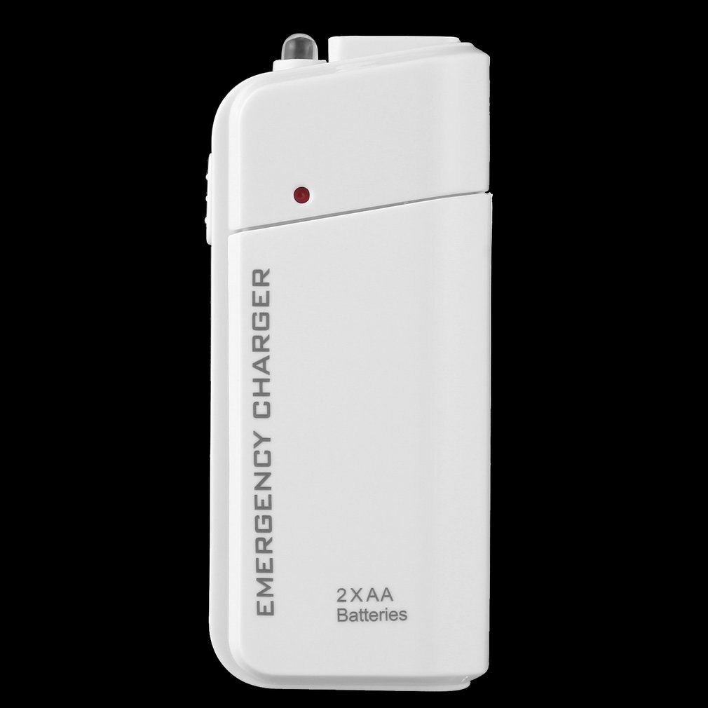 Universeller tragbarer usb-notfall-akku-verlängerungslader mit 2 aa akkus für iphones und mobiltelefone  mp3 mp4 weiß