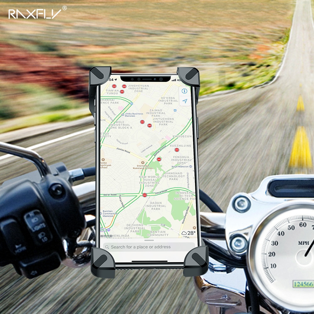 RAXFLY-Soporte de teléfono para bicicleta para iPhone Samsung, clip de manillar de bicicleta, montaje GPS para teléfono móvil para motocicleta