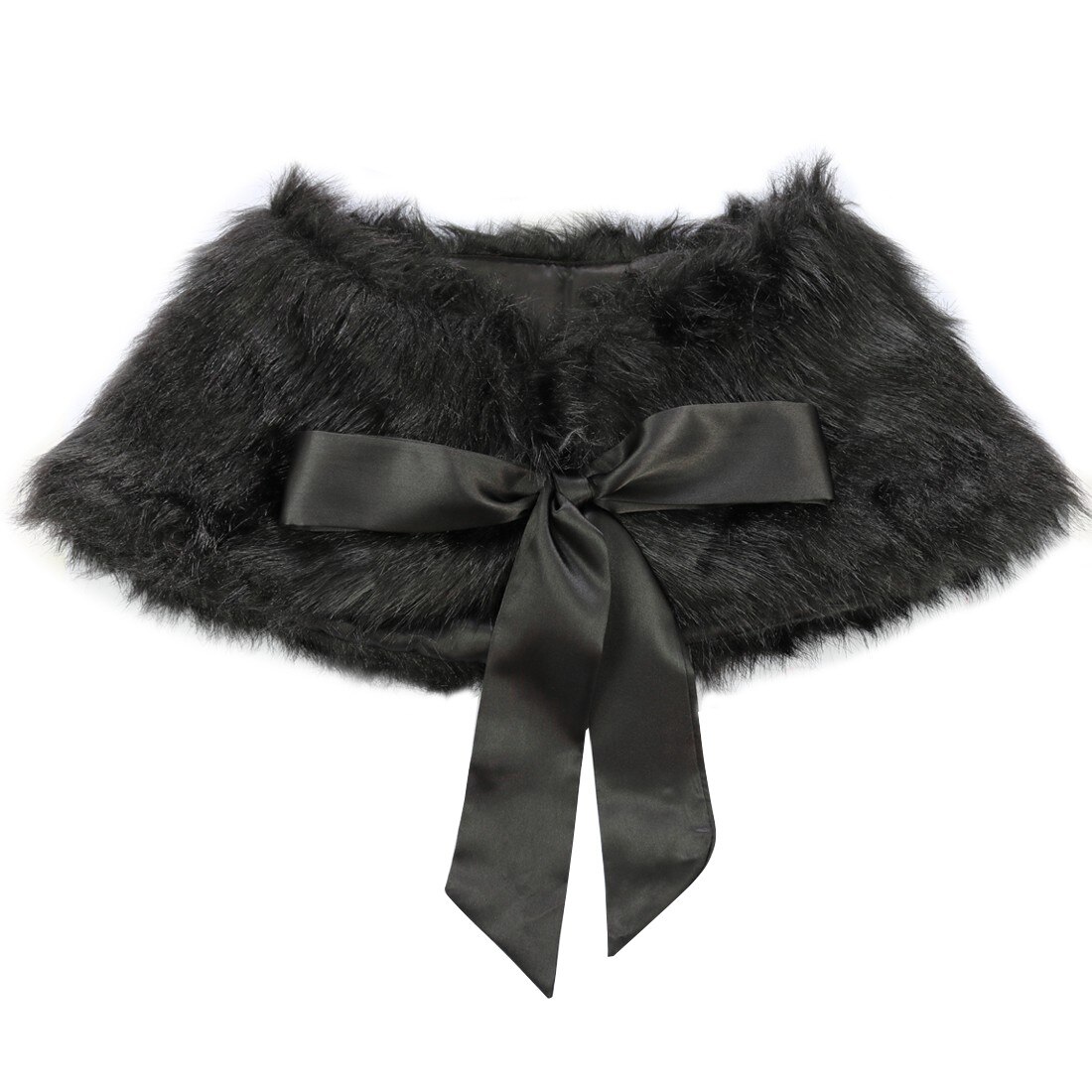 Autunno inverno bambini ragazze pelliccia sintetica Bolero coprispalle giacca bambini festa Flowe abiti da ragazza avvolgere scialle mantello mantello principessa: Black